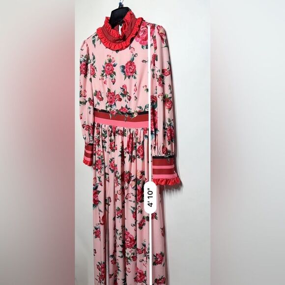 Comino Couture London Let’s Split Pink Floral Long Sleeve Maxi Dress 6 NWT - Picture 11 of 16